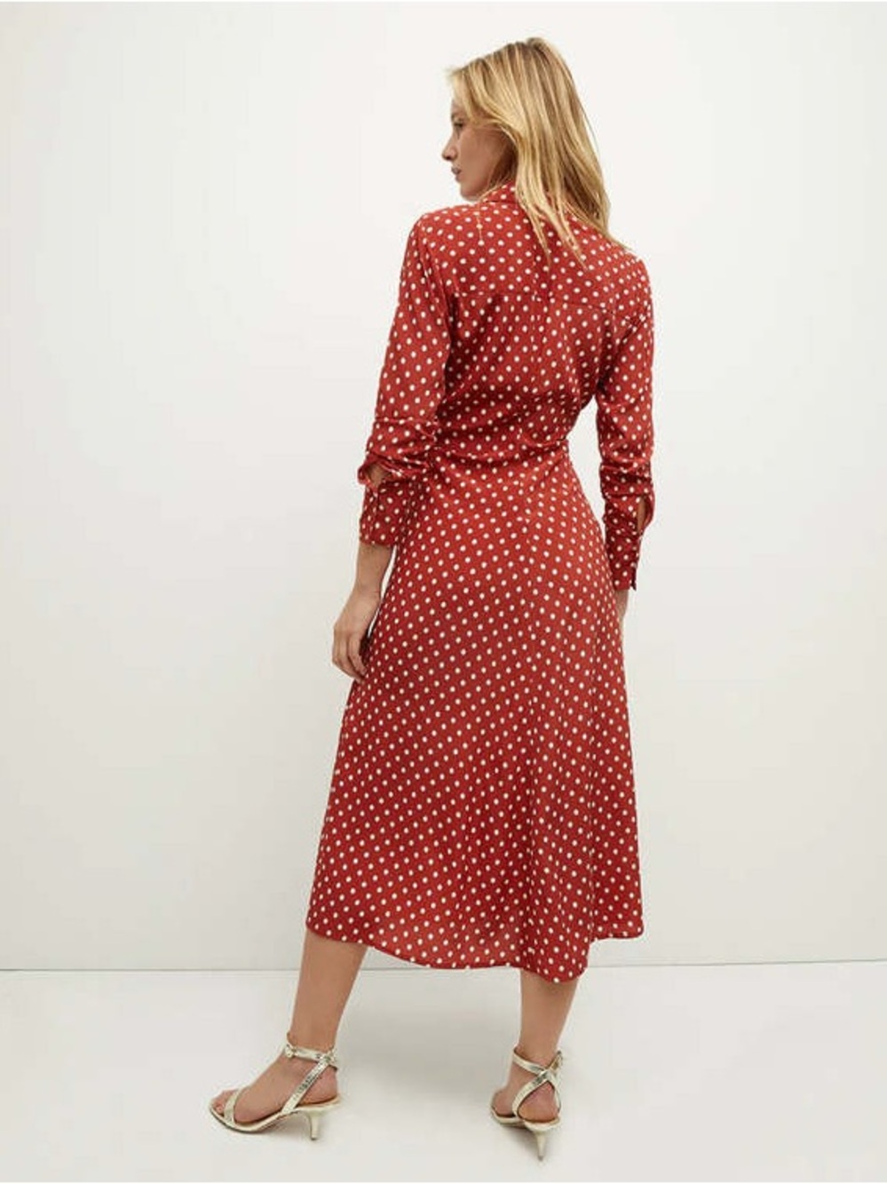 Veronica Beard Lex Polka Dot Midi Wrap Dress in Rust Red | Size 2 - Picture 4 of 9